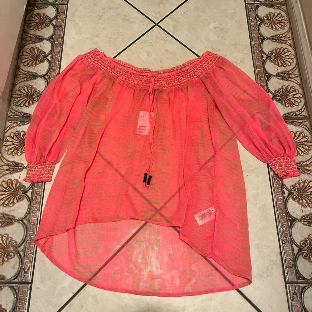 H&M Coral Off-Shoulder Blouse